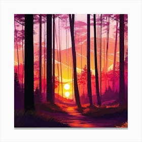 Sunset In The Forest 35 Canvas Print