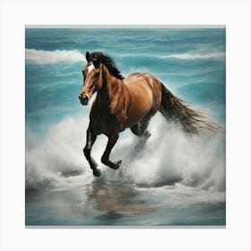 Horse In The Ocean Art Print 2 Canvas Print
