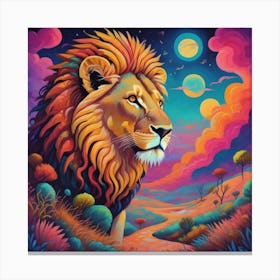 Lion In The Night Sky Canvas Print