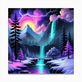 Waterfall In The Snow Canvas Print