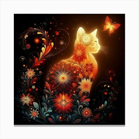 Cat With Flowers 7 Canvas Print