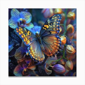 Butterfly On Orchids Canvas Print