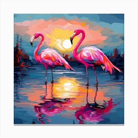 Sandy Serenity: Flamingo Dreamscape Canvas Print