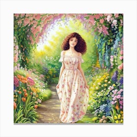Girl In A Garden 18 Canvas Print