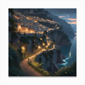 Positano At Night Canvas Print