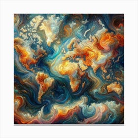 Abstract World Map 5 Canvas Print