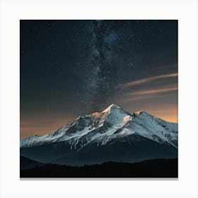 Night Sky Over Snowy Mountain Canvas Print