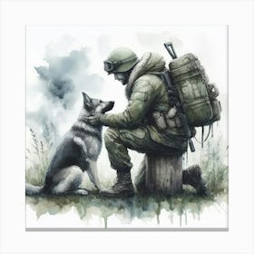 Soldier And Dog Canvas Print Canvas Print