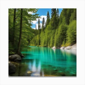 Blue Lake In The Forest 10 Canvas Print