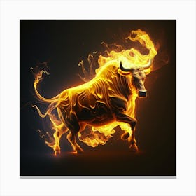 Bull In Flames Canvas Print
