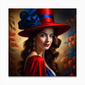 Lady In Red Hat 2 Canvas Print