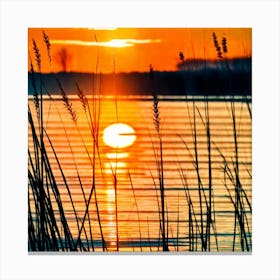 Sunset Over Reeds Canvas Print
