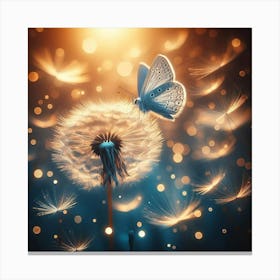 Butterfly On A Dandelion 1 Canvas Print