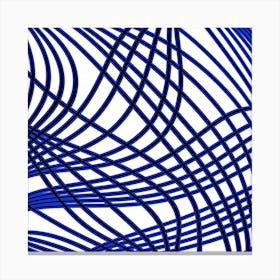 Abstract Blue Wavy Lines Canvas Print