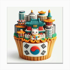 Korean City Cupcake Canvas Print