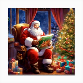 Santa Reading Canvas Print