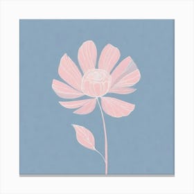 A White And Pink Flower In Minimalist Style Square Composition 312 Canvas Print