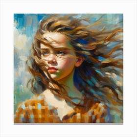 Girl With Wind In Her Hair Canvas Print