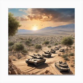 Tanks In The Desert 1 Canvas Print