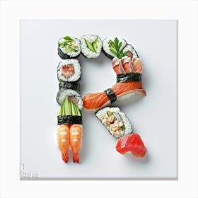 Sushi Letter R 3 Canvas Print
