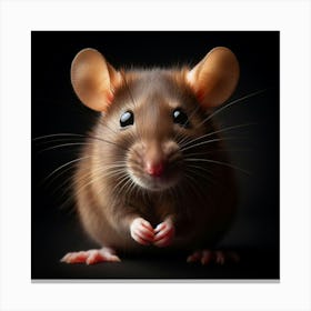 Rat On Black Background 1 Canvas Print