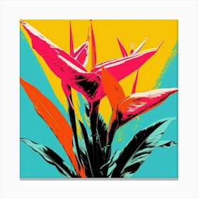 Andy Warhol Style Pop Art Flowers Heliconia 1 Square Canvas Print