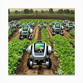 Robots In The Field 7 Canvas Print