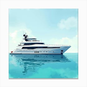 Modern Yacht In A Watercolor Tranquil Lagoon 1 Canvas Print