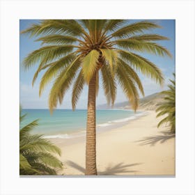 Palm Tree On The Beach Canvas Print