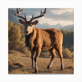 Deer In The Field Canvas Print