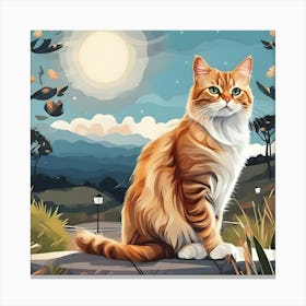 Cat In The Moonlight Canvas Print