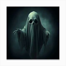 A Ghost, Seamless Color Blending, Dark Tones, Unsettling Details, Smooth Gradient Transition, Eerie And Creepy Atmosphere Leinwandbild