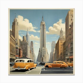 New York 2 Vintage Travel art print Canvas Print