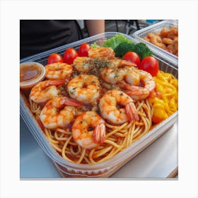 Shrimp Meal In A Container Canvas Print