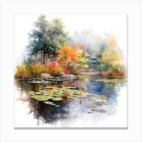 Watercolor Of A Pond Canvas Print