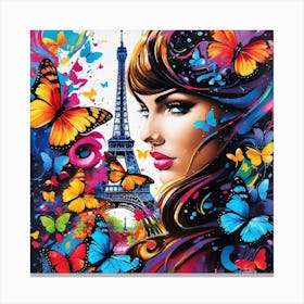 Butterfly Girl Paris Canvas Print