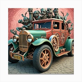 Steampunk Roadster Cubism Style Canvas Print