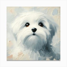 Adorable Maltese Dog Oil Painting 3 Canvas Print