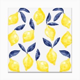 Mediterranean Watercolor Lemons Canvas Print