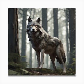 Wolf In The Woods 67 Canvas Print