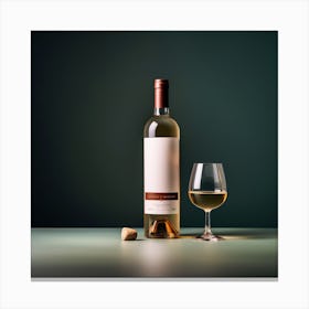 White Wine Bottle And Glass Canvas Print