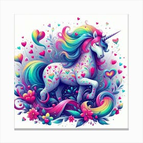 Unicorn With Hearts Canvas Print