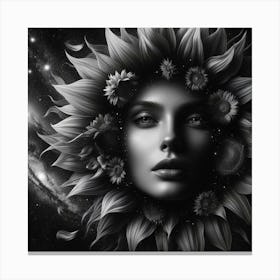 Cosmopolitan Woman With Sunflowers Canvas Print