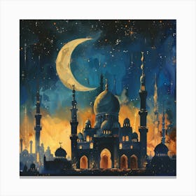 Islamic Mosque At Night 4 Canvas Print