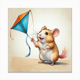 Kite Flying Hamster Canvas Print