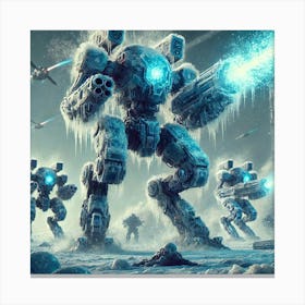 A Futuristic Sci Fi Depiction Of Chillwalker Mechs Canvas Print