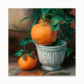 Oranges In A Pot Canvas Print