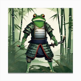 Frog Samurai Adorned In Traditional Canvas Print