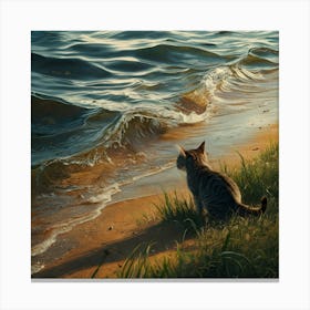 Cat On The Beach 1 Canvas Print