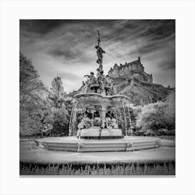 Ross Fountain And Edinburgh Castle Canvas Print